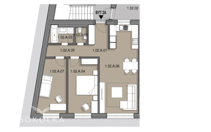 SOKOLKA Na predaj unikátny 3-izbový byt č. 1.02.A vo Zvolene