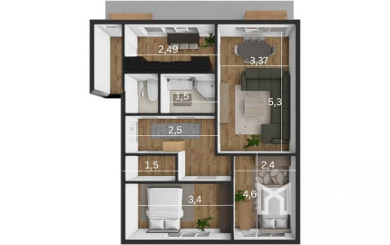 Na predaj priestranný 3-izbový byt s veľkou loggiou v Rači