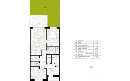 Na predaj skolaudovaný 3-izbový byt s vlastnou záhradou vo Veľkom Orvišti