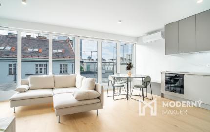 Na prenájom exkluzívny 2-izbový byt s terasou v centre Bratislavy