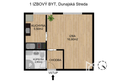 Na prenájom moderný 1-izbový byt kúsok od centra Dunajskej Stredy