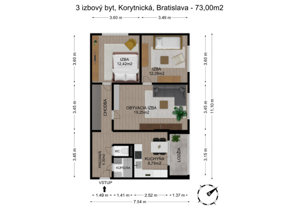 Na predaj 3-izbový byt v Bratislave-Podunajské Biskupice