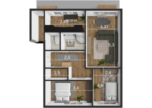 Na predaj priestranný 3-izbový byt s veľkou loggiou v Rači