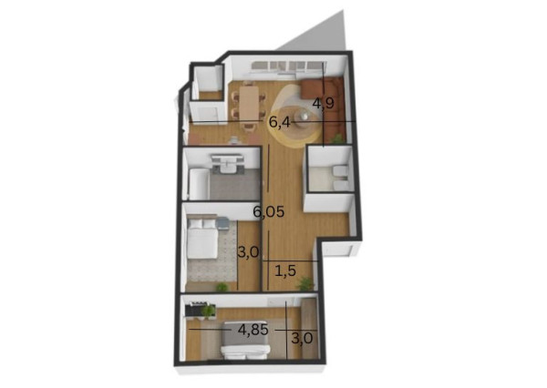Na predaj 3-izbový byt v obci Trenčianska Turná