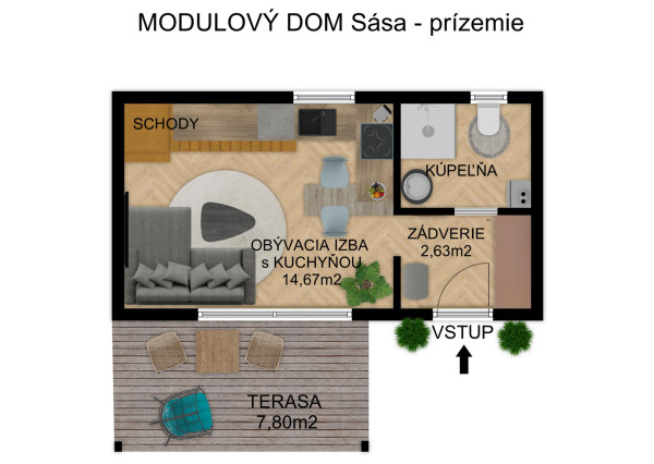 Na predaj stavebný pozemok s rozostavaným drevodomom v obci Lehnice - Sása