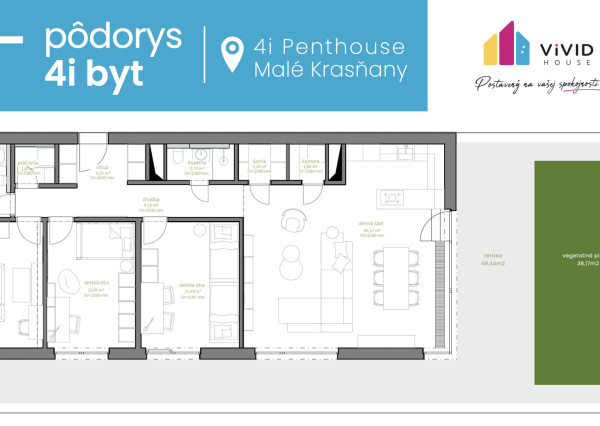 LUXUSNÝ 4i PENTHOUSE S ÚCHVATNOU TERASOU, panoramatickými výhľadmi a parkovaním