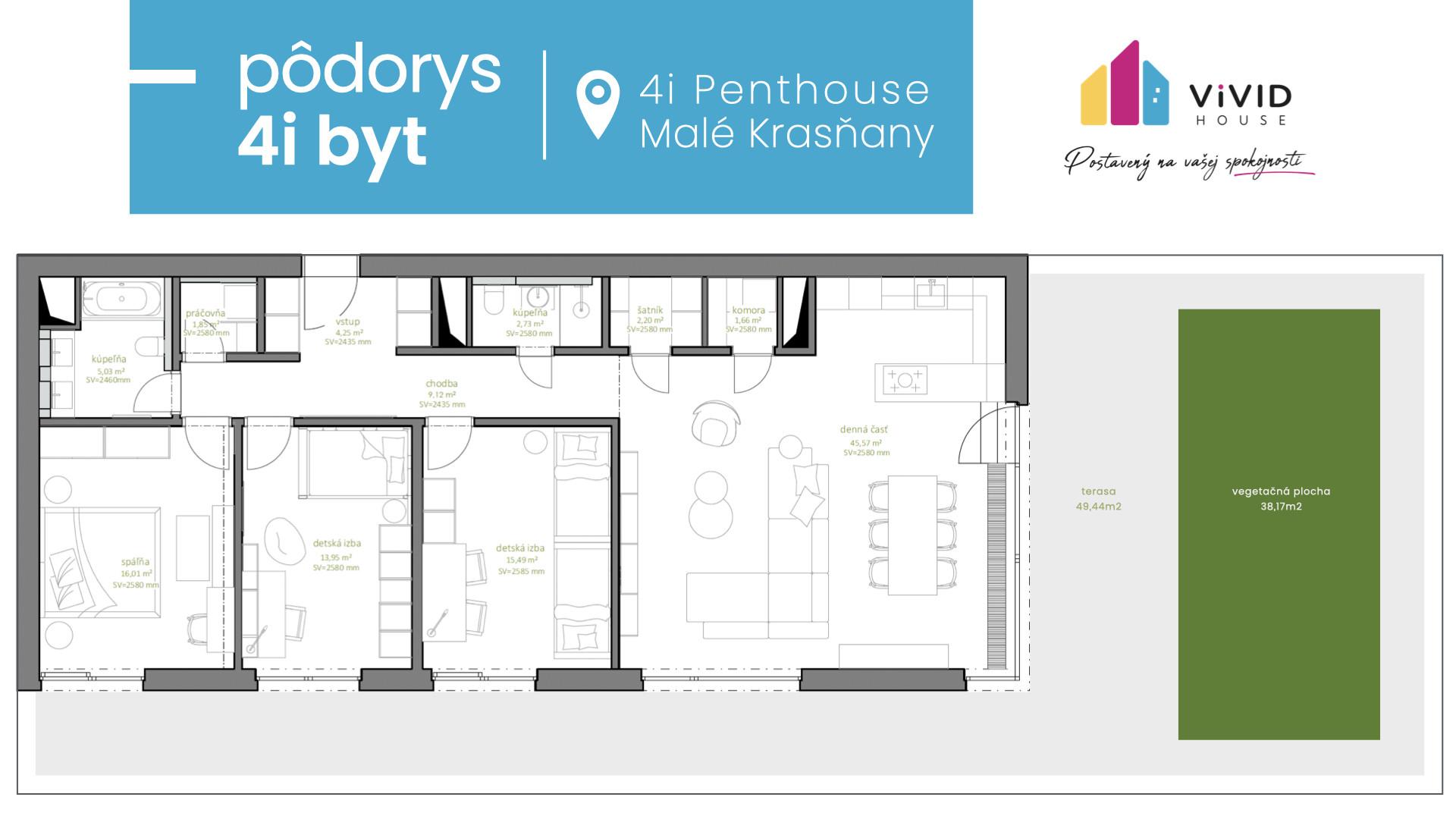 LUXUSNÝ 4i PENTHOUSE S ÚCHVATNOU TERASOU, panoramatickými výhľadmi a parkovaním