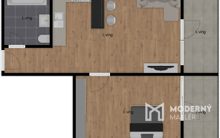 Na prenájom priestranný 2-izbový byt v Devínskej novej Vsi