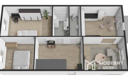 Na predaj čiastočne zariadený 3-izbový byt vo Vrakuni