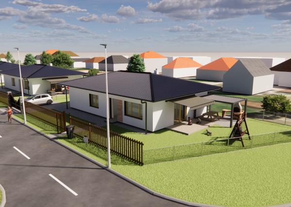 Na predaj 4-izbový bungalov TYP DOMU A  v obci Jelka