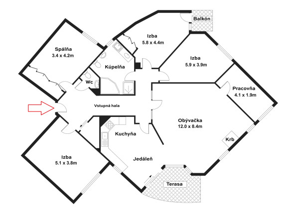Na predaj reprezentatívny 6-izbový byt s garážou s výhľadom na Rakúsko